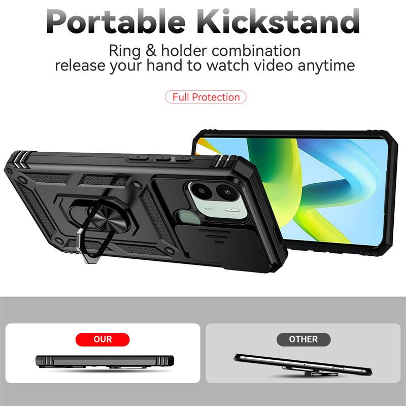 Full Cover For Xiaomi Poco C51 Case For Poco C51 C 51 Push Window Magnetic Phone Holder Back Case For Poco C51 Case 6.52 inch