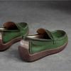 Johnature Retro Women Genuine Leather Flats Shoes Handmade Shallow Soft Sole Casual Round Toe Loafers