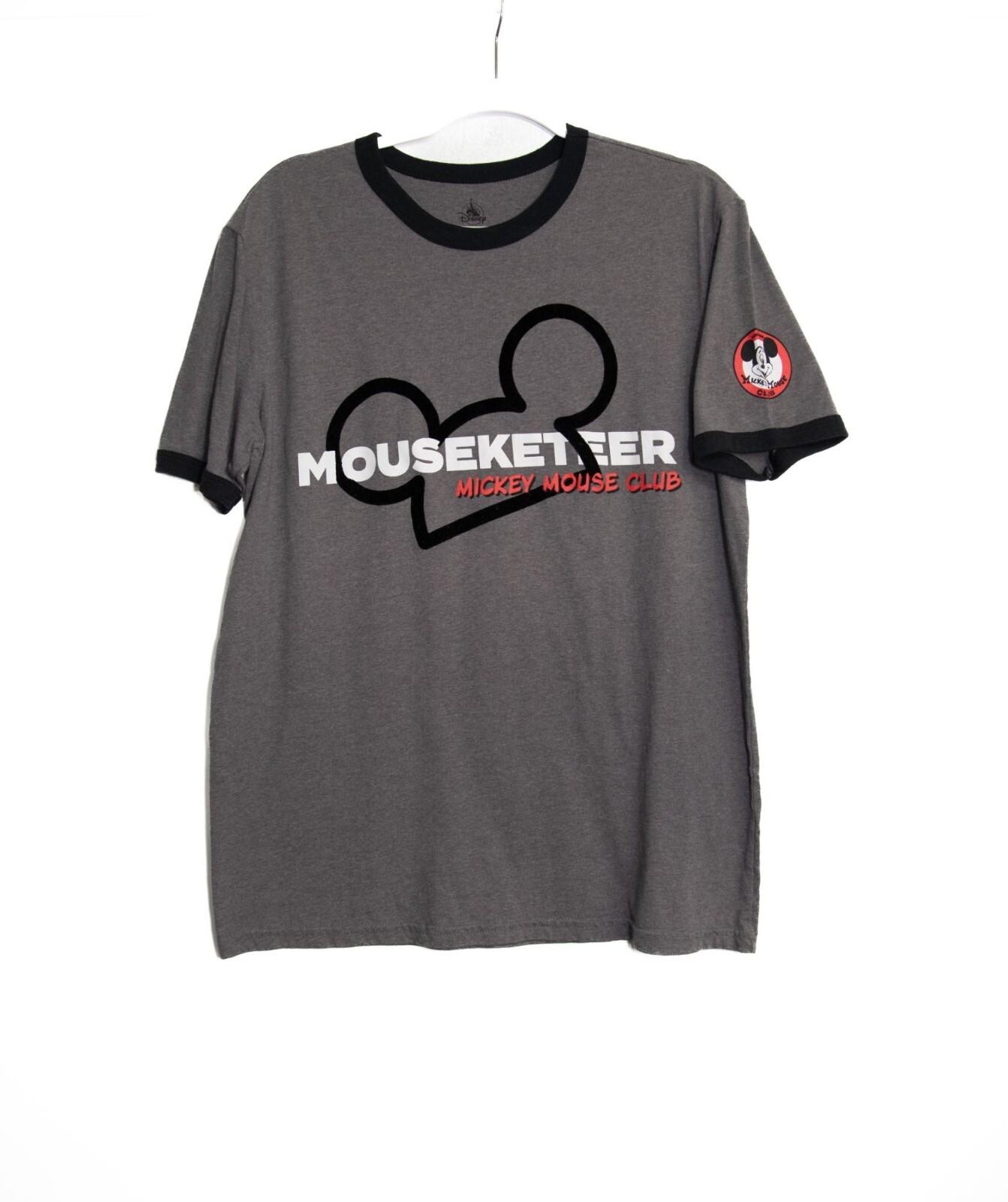 Mouseketeer Mickey Mouse Club Graphic M T-Shirt Disney Gray Black Crewneck Men S