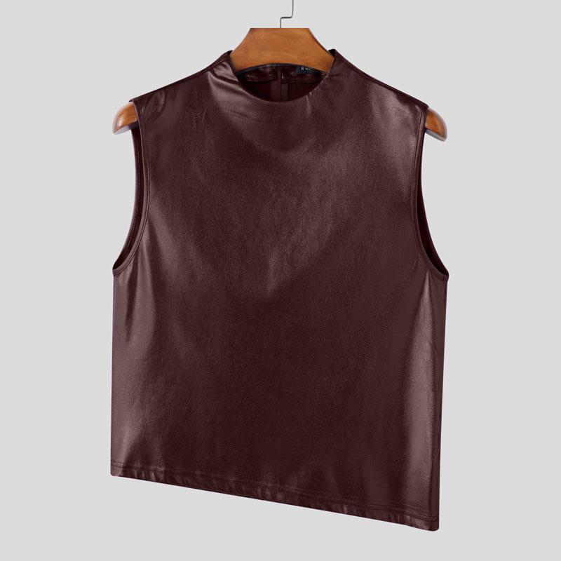 INCERUN Débardeurs Slim de Fête Irréguliers Lisses à Paillettes Sans Manches pour Homme