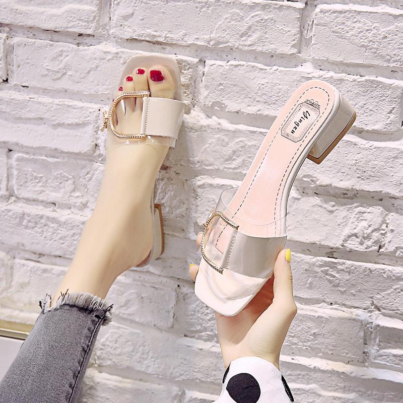 Sandale transparente noi de vară la modă pentru femei, sandale de vară la modă pentru femei, tocuri înalte, tocuri medii, tocuri groase