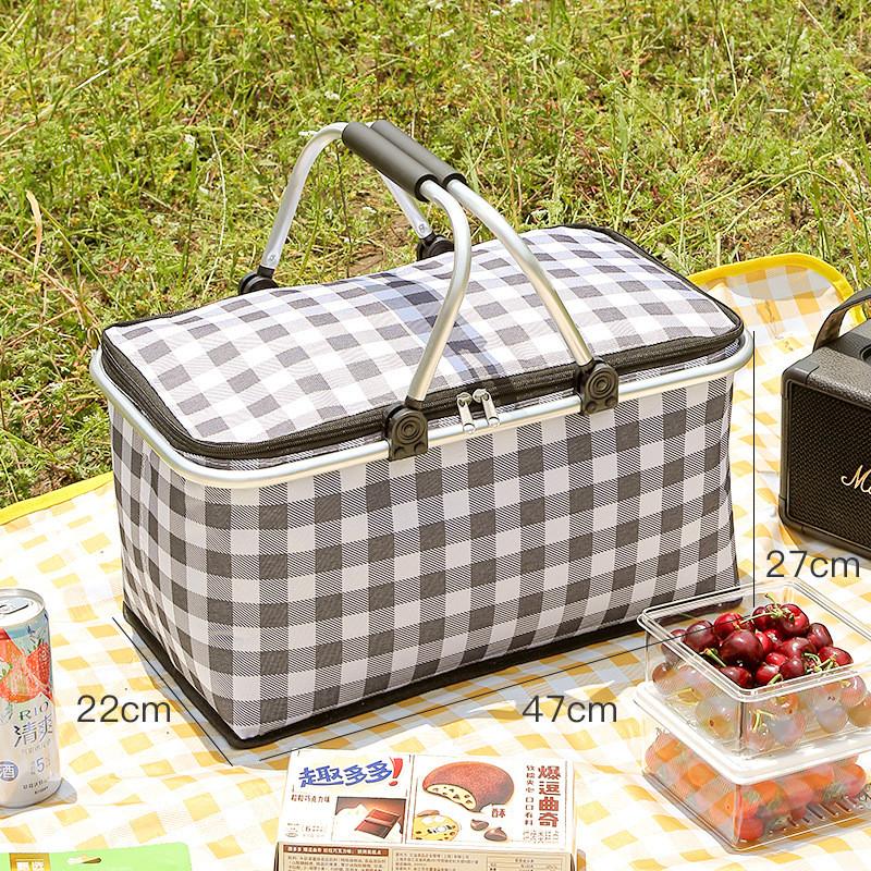 Outdoor Large Capacity Picnic Bag With Thick Aluminum Foil Food Insulation For Camping And Car Travel