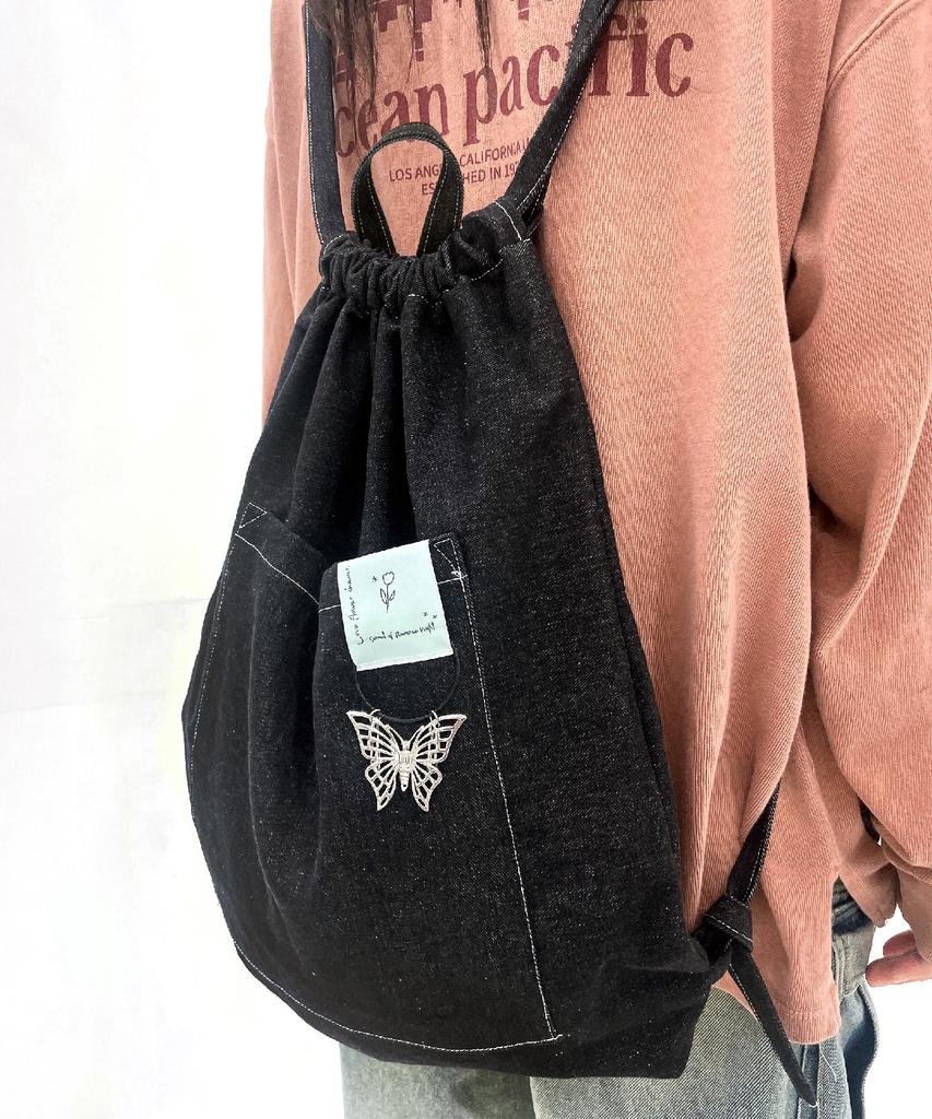 Sonnetofnight Denim Casual String Backpack (Gym Sack)