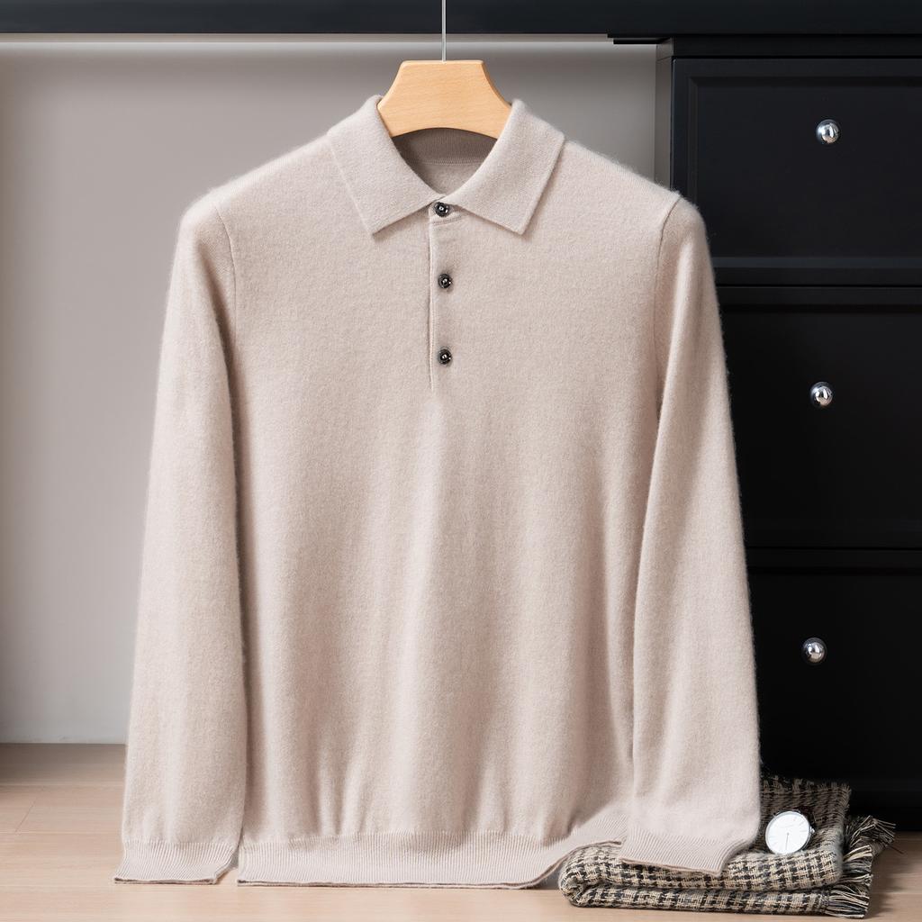 New Albas Small Cashmere POLO Shirt Pure Cashmere Lapel Sweater Knitted Sweater