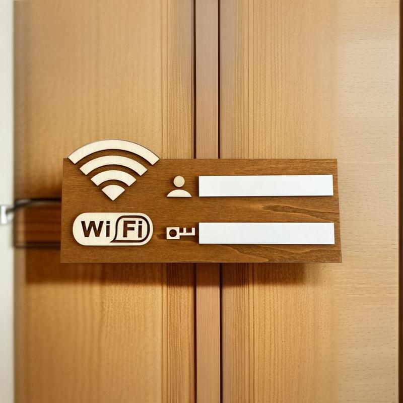 1Pc Rustic Wooden Wifi Password Sign, Vintage Wall-Mounted Wireless Network Indicator Plaque, Multi-Purpose Home Decor Accessory