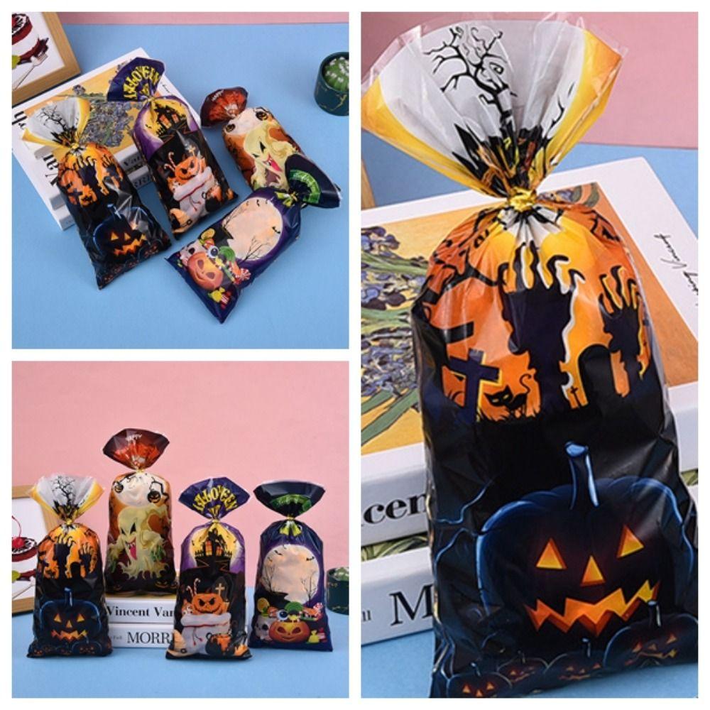 100pcs Hard To Tear Halloween Candy Bag Waterproof Children's Gift Packaging Bag  Halloween