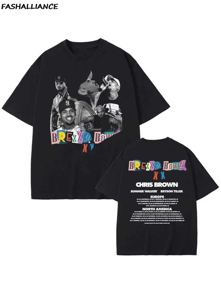 Chris Brown Tag Tshirt Breezy Bowl Xx Tour 2025 Tshirts Unisex Hiphop Short Sleeve T Shirt Streetwear Fans Gift Cb26