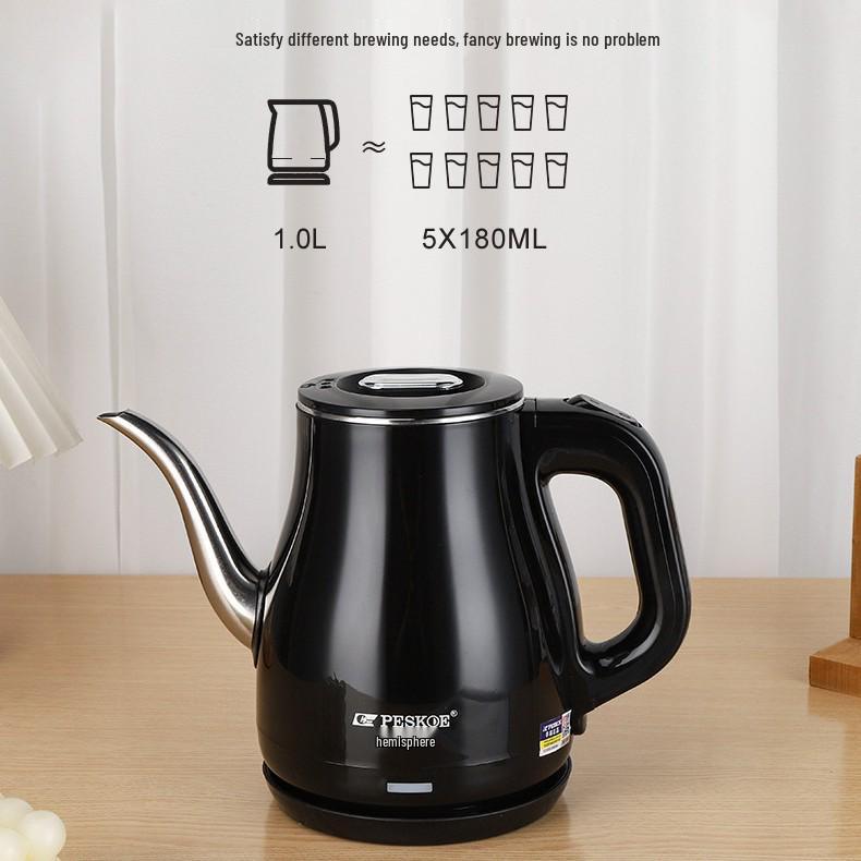 Genuine Long Spout Anti-Scald Electric Kettle - 304 Stainless Steel, Heat-Preserving, Durable, Ideal for Tea Brewing.