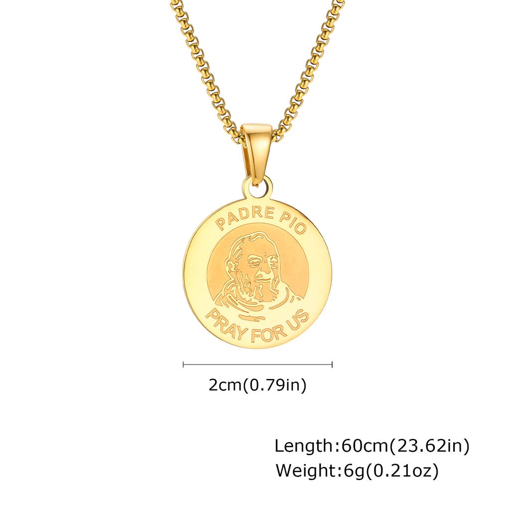 Vnox Einzigartige Edelstahlarmbänder für Damen Herren, Padre Pio Katholischer Heiliger Runde Accessoire Armbänder, Religiöses Schmuckset Geschenke
