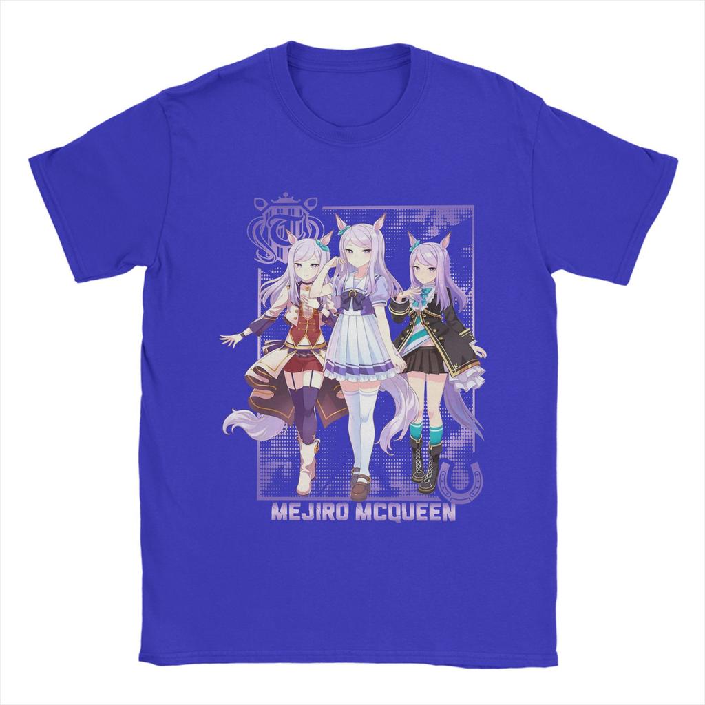 Mejiro McQueen Uma Musume Anime T-Shirts for Men  Vintage Pure Cotton Tees O Neck Short Sleeve T Shirts Graphic Tops