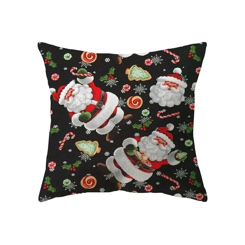 Federa Cuscino Stampata Babbo Natale Buon Natale Decorazione Casa Soggiorno Divano Cuscino Quadrato