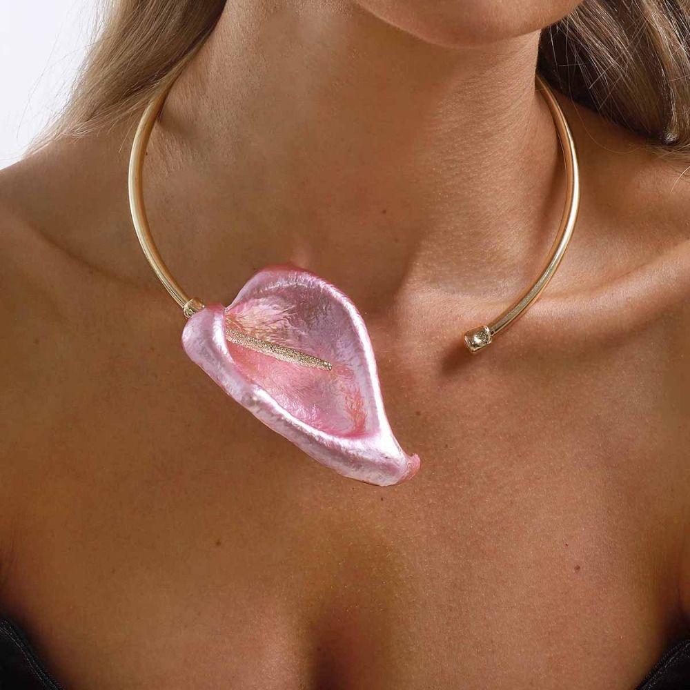 Leaf Geometric Circular Collar Bohemian Gold Jewelry Fashion 3D Flower Metal Choker Girls