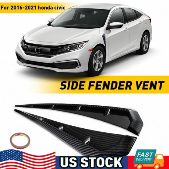 2pcs Carbon Fiber Side Car Fender Vent Air Wing Trim Cover Exterior Accessories