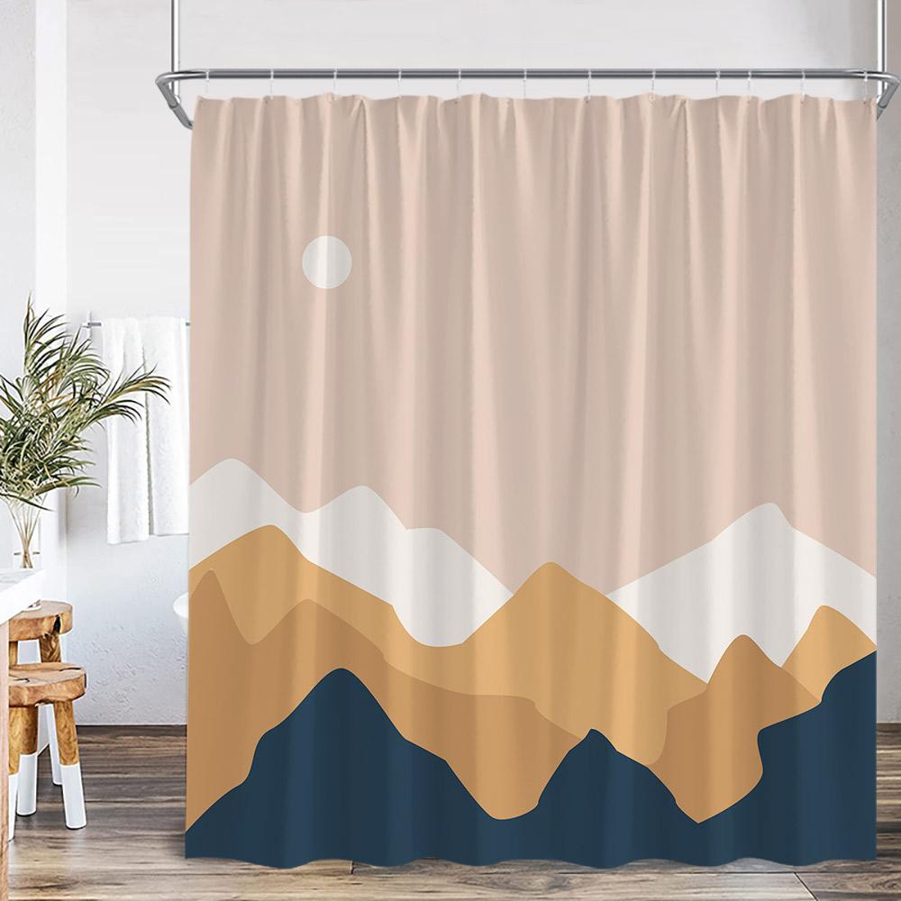 Abstrakta duschdraperier Nordisk mid-century-stil Badrumsdekorationer Modern minimalistisk badkarsgardin Polyester Badrumsdekor