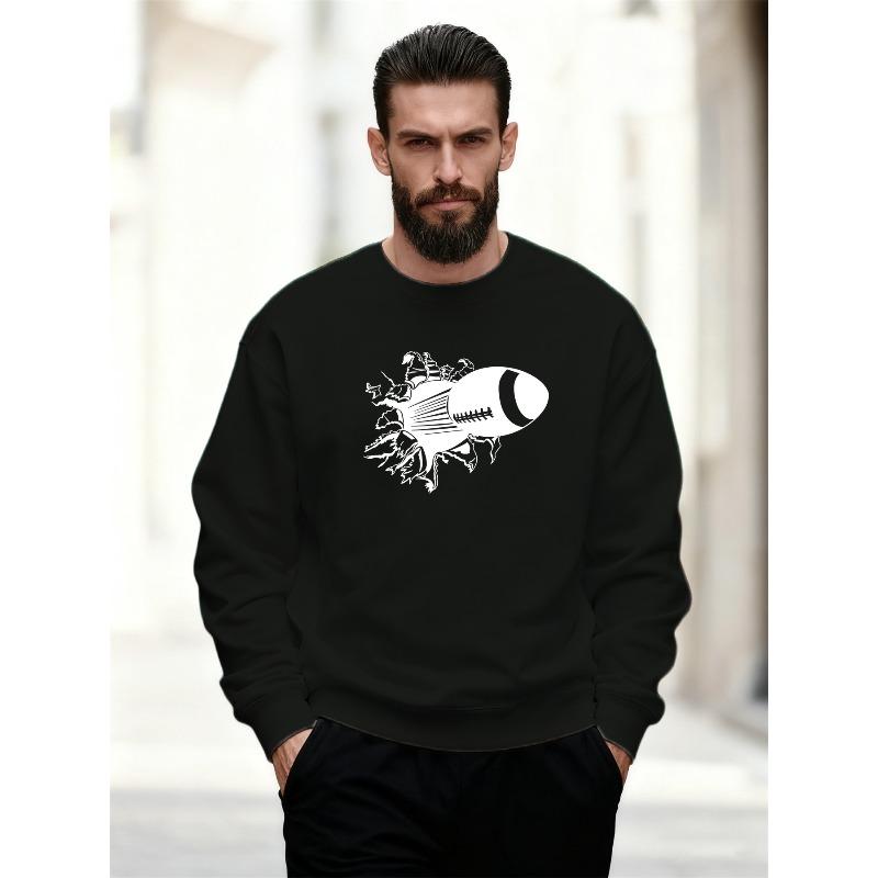 Men'S Casual Crewneck Sweatshirt with a Flying Football Pattern