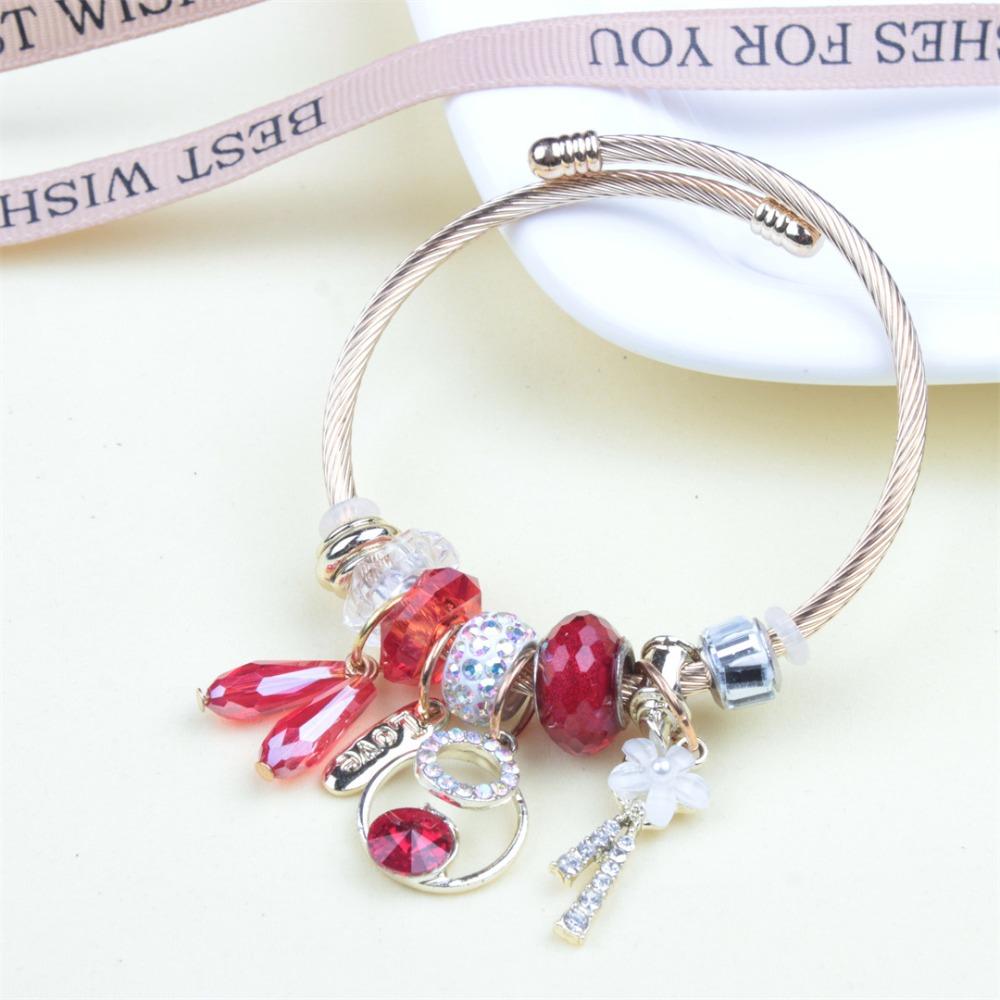 Beaded Bracelet Bangle Multi Element Stainless Steel Copper Alloy Open Spring Snake Bone Chain