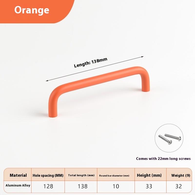 

Барвисті Прості Меблеві Ручки Шафи Ручки для Дитячої Кімнати Ручки-Кулі для Шухляд Сучасна Фурнітура з Алюмінієвого Сплаву Orange 138MM