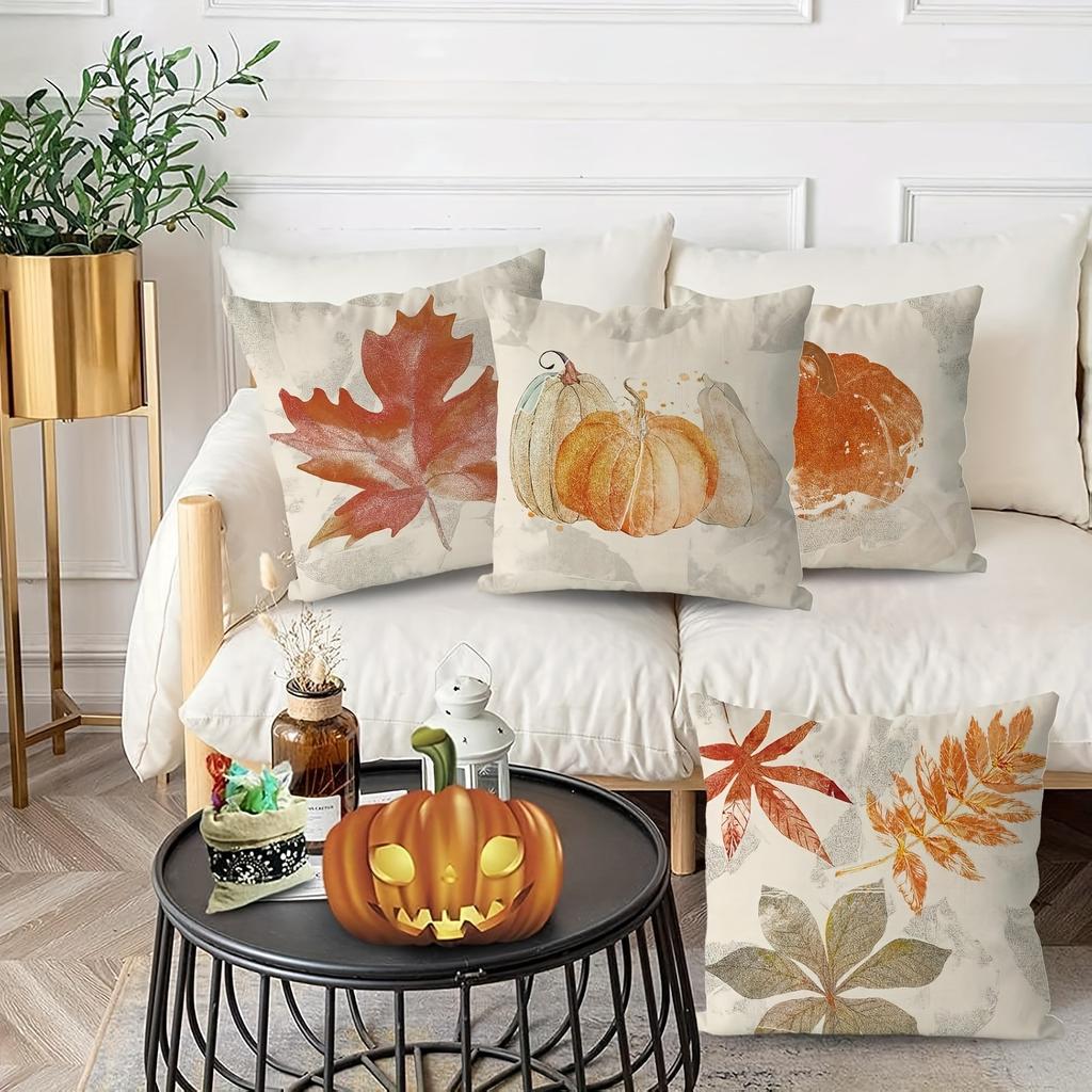 Heimdeko Herbstblätter & Kürbisse Dekorative Kissenbezüge Muster Kissenbezug Geeignet für Sofa Schlafzimmer Auto Kissenbezug