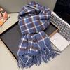Autumn and winter new plaid scarf women's thickened imitation cashmere tassel neck protection cold versatile scarf Korean atmosphere