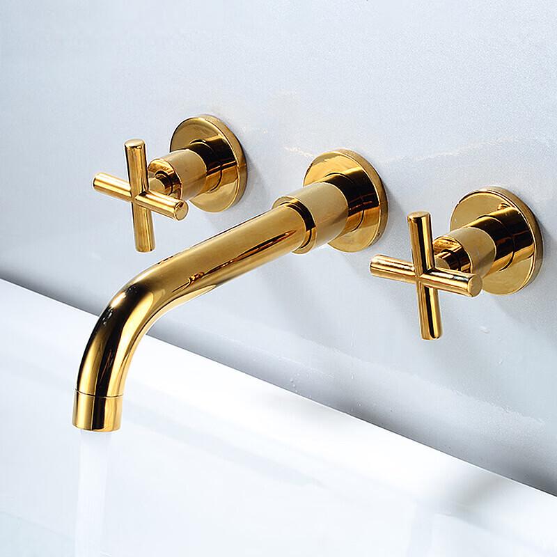TLXT Wall-Mounted Gold Basin Faucet