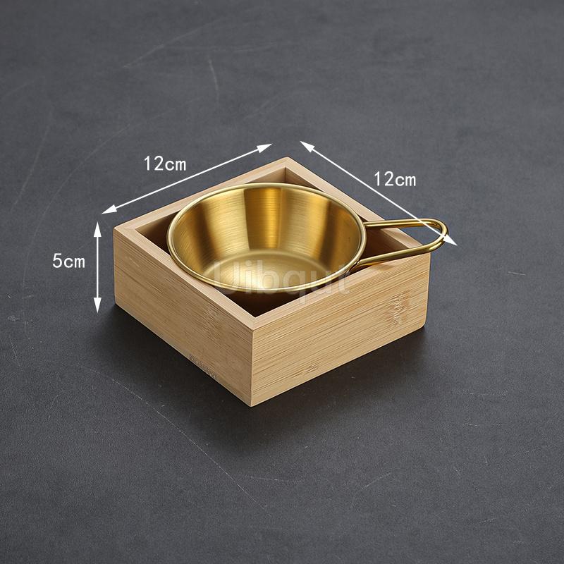 Creative Nine Palace Tableware Hotpot Restaurant Barbecue Restaurant Divided Food Sauce Dish Set Plate Platter Bamboo Wood Box