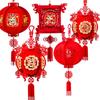 Flocking Cloth Chinese Lantern With Tassel Waterproof Traditional Lantern 3D Puzzle Red Color Spring Festival Lantern
