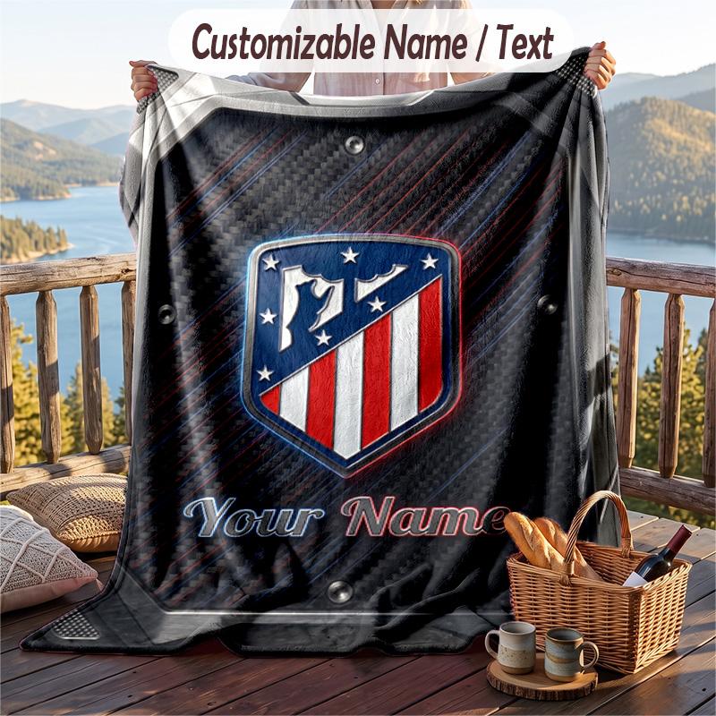 Flanelinis pledas su „Atletico Madrid“ spaudiniu, individualus pavadinimo tekstas, minkštas užtiesalas sofai, lovai