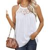 Summer Fashion Lace Sleeveless Blouse For Women Hollow Out Sexy Casual Loose Vest Shirt Halter Solid  Printing Top 25193