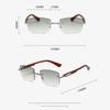 Vintage Rimless Square Sunglasses Women For Men Luxury Brand Designer Sun Glasses Punk Metal Rivet Grain Leg Eyewear Uv400