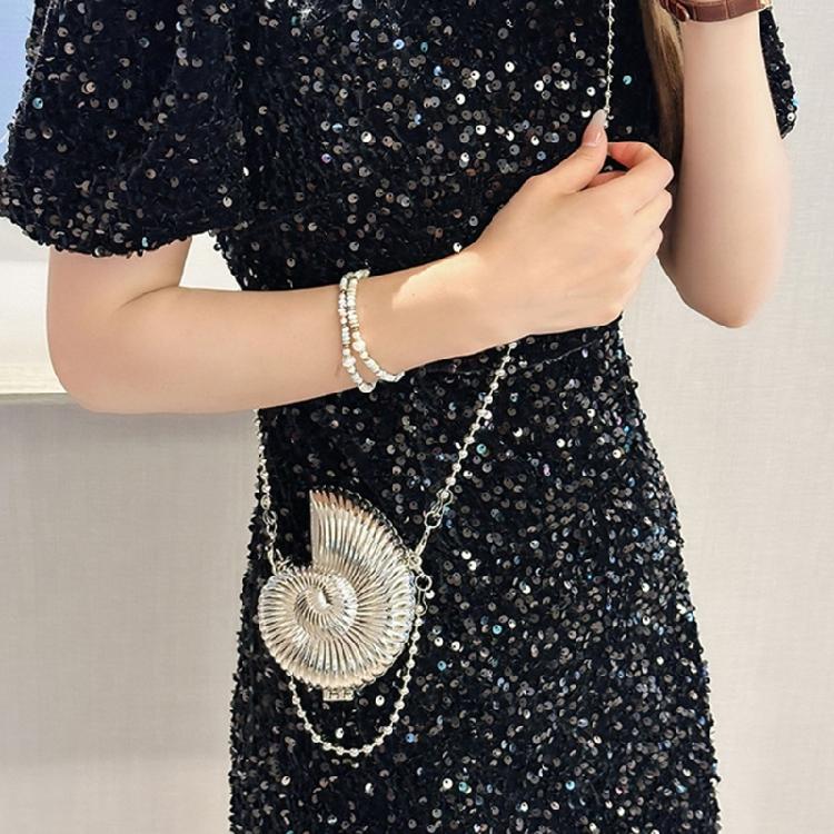 Womens Conch Shape Purse Elegant Acrylic Evening Bag with Chain Strap Crossbody Shoulder Small Handbag for Wedding Party