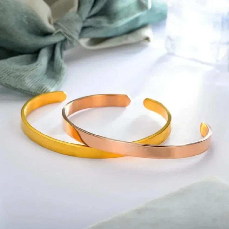 1 Pcs Simple Classic 6MM Width Titanium Bangle Black Gold Silver Color for Women Cuff Bracelets Men Women Openning Bangles