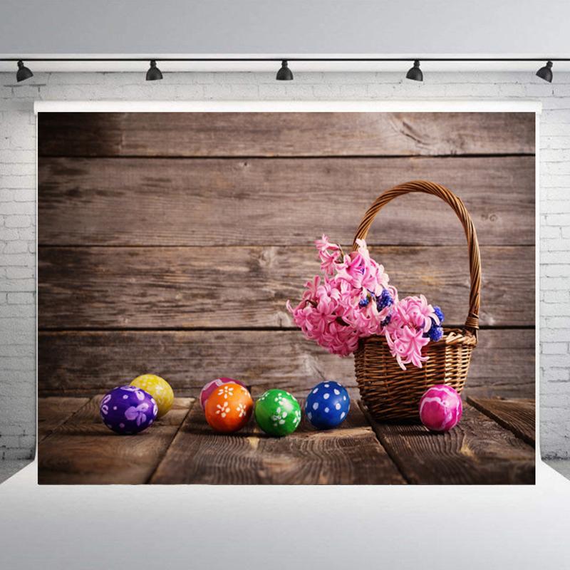 Easter Party Background Photography Backdrop Rabbit Colored Eggs  Baby Photographic Photo Studio Props