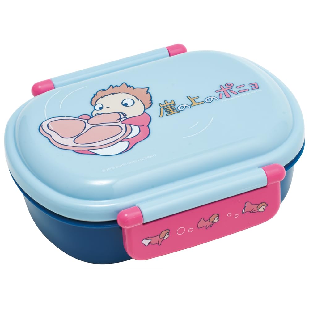 Skater Children's Lunch Box, 360ml Capacity, with a Fluffy Lid, Made In Japan, Single Tier, Dishwasher and Microwave Safe, Studio Ghibli Ponyo On the