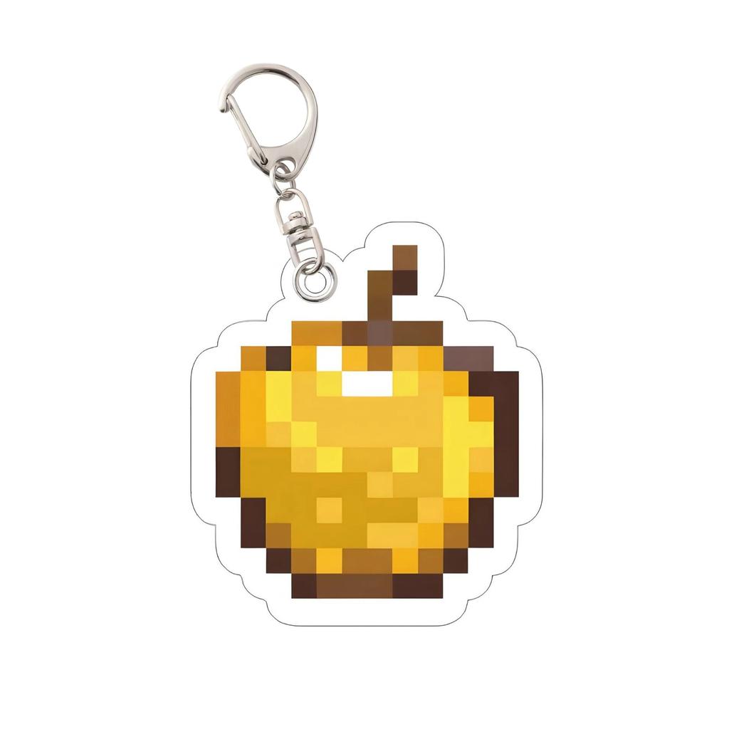 Cartoon Pixel Welt Kumpel Schlüsselanhänger, Überlebens Totem & Goldener Apfel Acryl Anhänger, Kawaii Spiel Inspiriertes Taschenanhänger