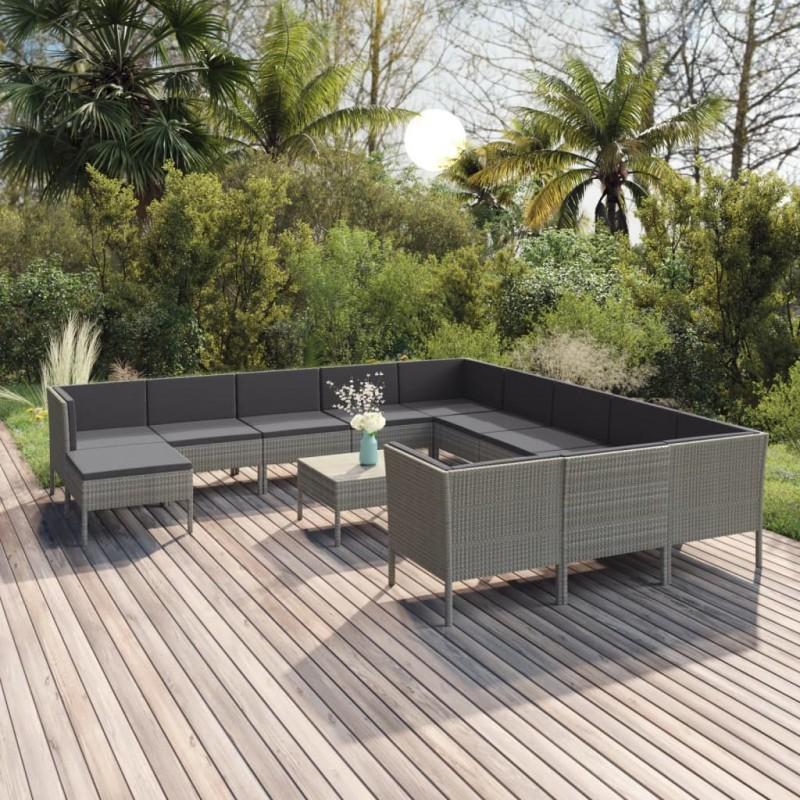 Day and Night - Day and Night Garden Furniture Set 13 Pieces and Gray Synthetic Rattan Cushions