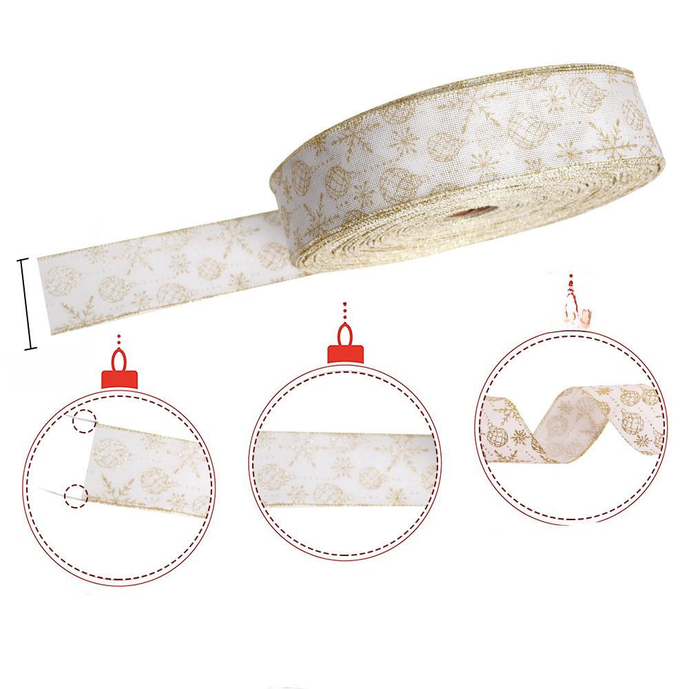 Meter Elegant 2 Christmas Decoration Ribbon With Stylish Powdered Design Print