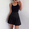 Lightweight Gray Pleated Skirt Women High Waist A-Line Mini Slim Fit Office Chic
