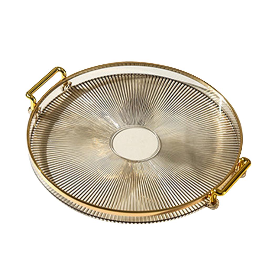 Round Tray Round Tray with Handles Multipurpose Transparent Round Serving Tray for Bread Fruit Dessert Snack Kitchen Bathroom