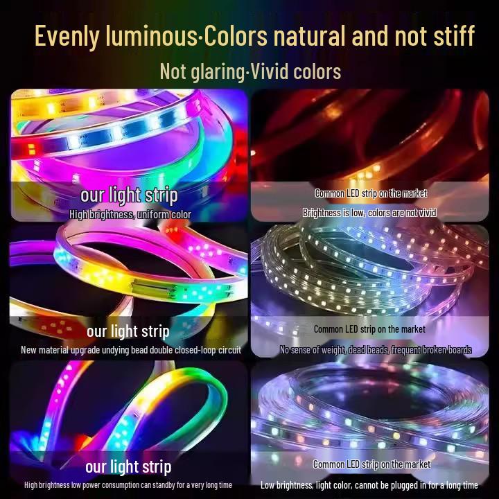 Colorful RGB Chasing LED Light Strip: Super Bright, Waterproof Neon Bar for Outdoor Signage and Facades