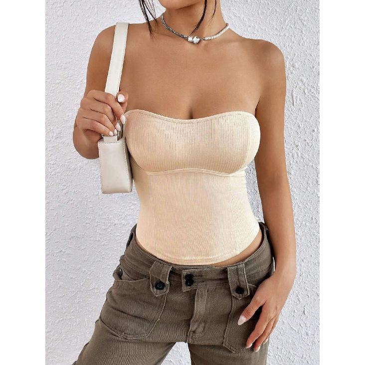 New Summer Casual Temperament Slim Fit Sexy Vest T-Shirt Sleeveless Suspender Versatile Top Strapless Women