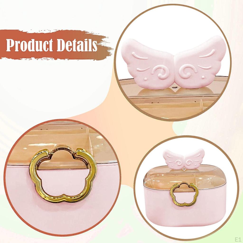 Girl Hair Accessories Storage Box Jewelry Organiser with Dividers Handle Vanity