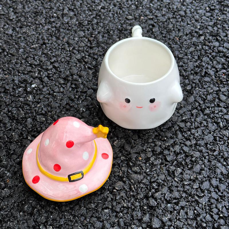 Birthday gift girls ceramic cup boys mug with lid creative cup for girlfriends high value cute water cup