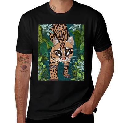 Ocelot Jungle Teal Tshirt Urban Casual Loose Fit Tee