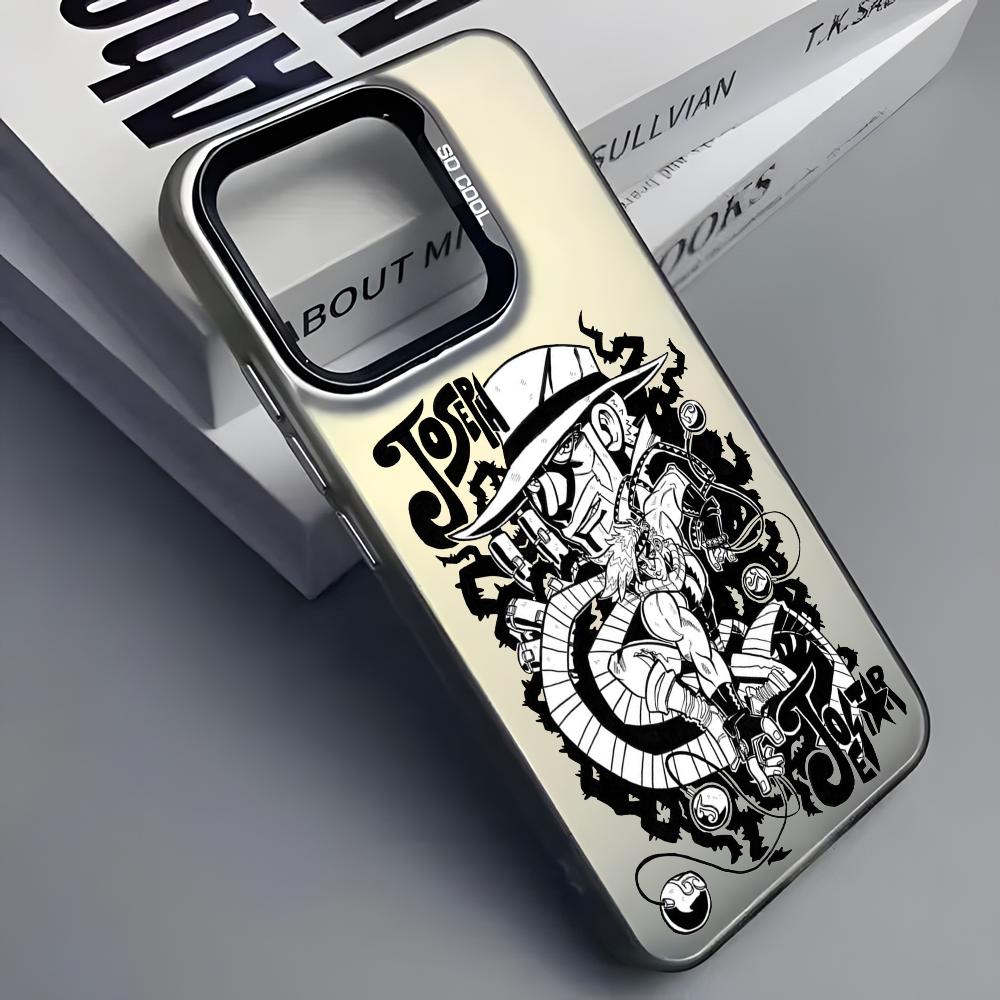 Anime Cool J-Jojos Phone Case For iPhone 16 15 14 13 12 11 Pro Max Grey Black Matte Laser Metallic Aurora Funda