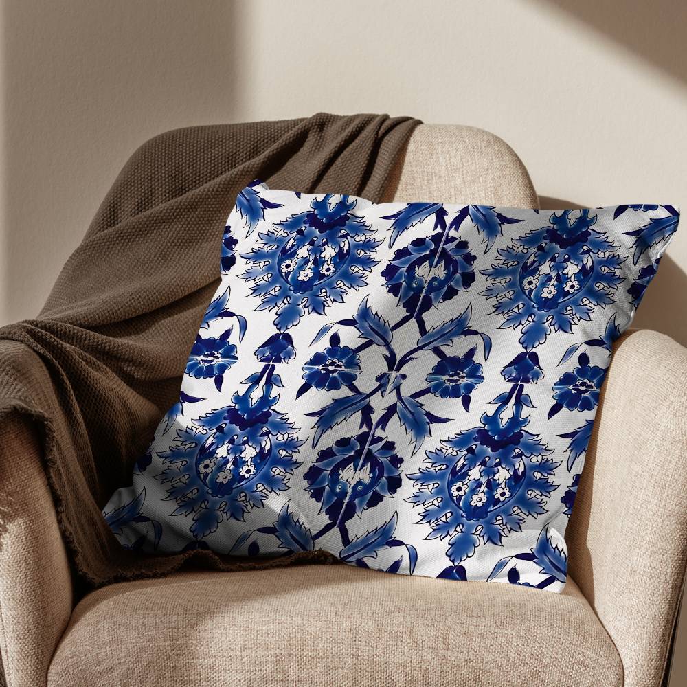 BBlue and White Porcelain Pillow Case Sofa Living Room Bedroom Headboard Backrest Cushion Square Cushion Nap Time