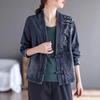 Chaqueta Corta de Mezclilla Bordada Suelta de Otoño para Mujer Cómodo Cárdigan con Botones de Placa