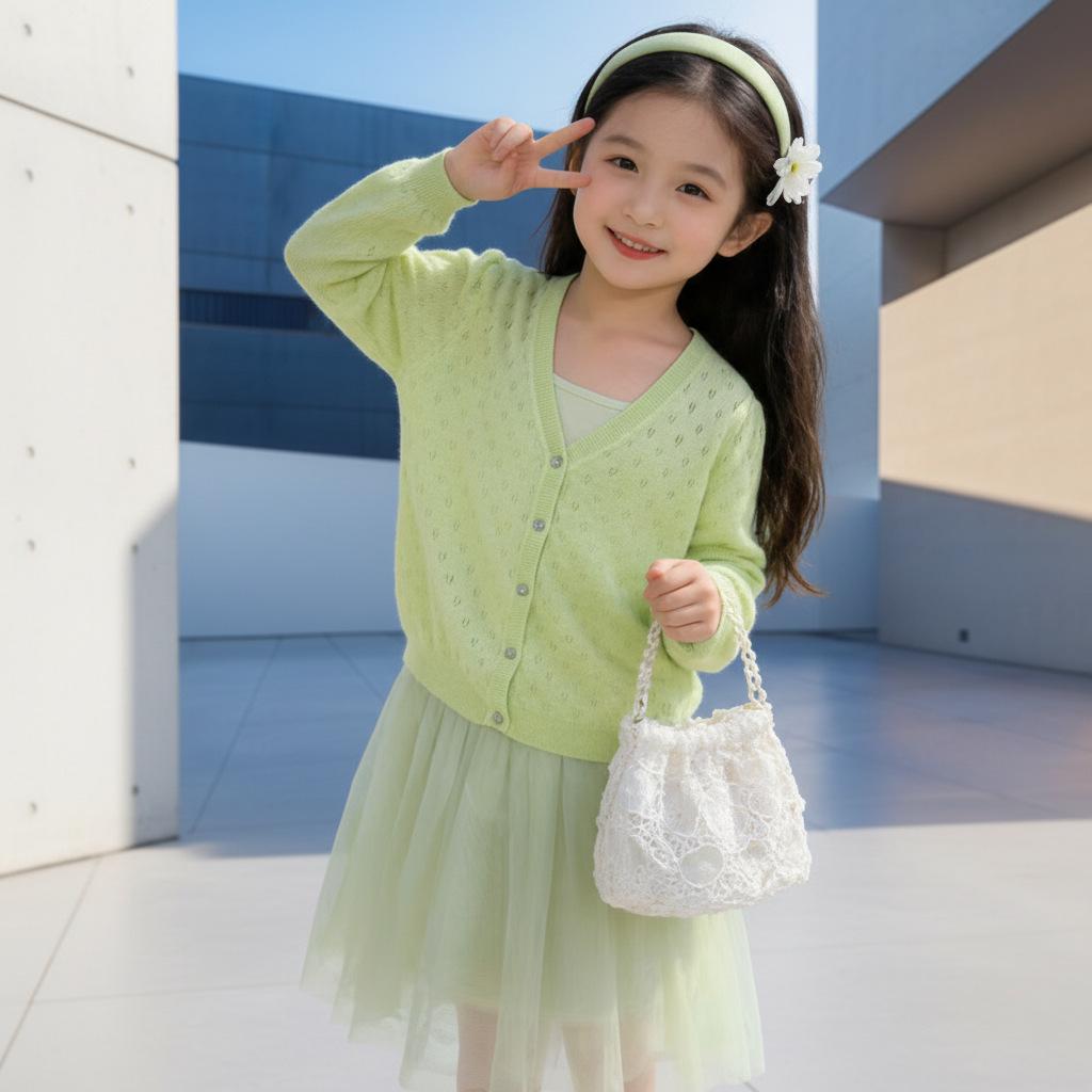 Stylischer Sommer-Strickcardigan für Mädchen - Sonnenschutz für mittlere und große Kinder