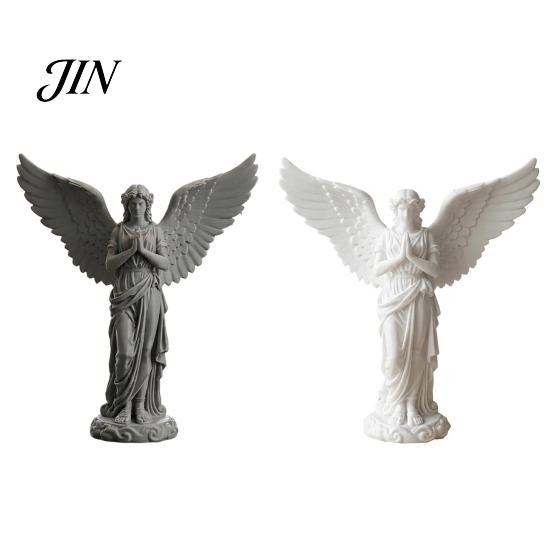 Matte Angel Decor 3D Printed Praying Figurine, Retro Guardian Angle Statue, Decorative Statue Artistic Winged Women Decoration for Home Office,