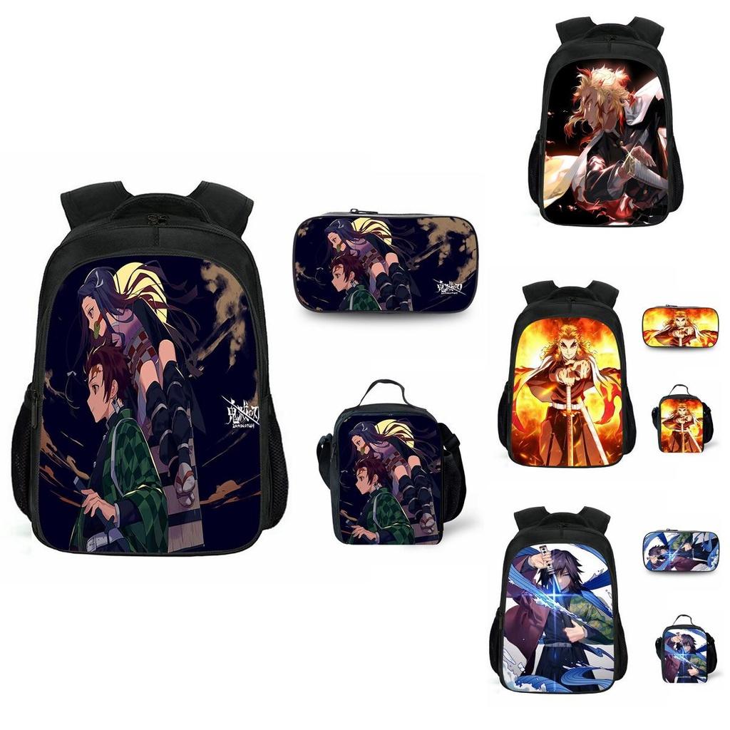 Fashionable Demon Slayer Kimetsu No Yaiba Print Schoolbag Ideal For Students And Fans