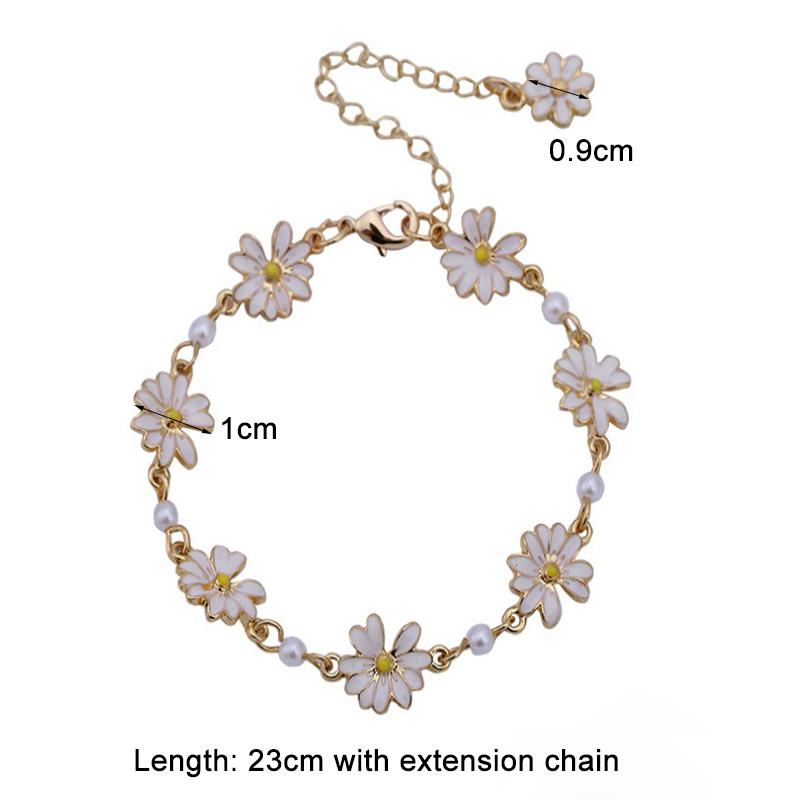 Bracciale Multistrato Vintage Con Perle Bianche E Fiori – Elasticizzato, Gioiello Donna Dmaiy